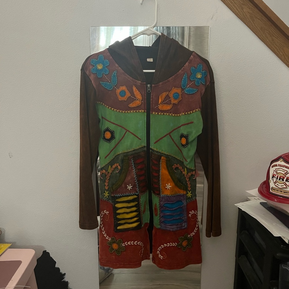 Vintage Made In Nepal 100% Cotton Patchwork Zip Up Small - Picture 9 of 9